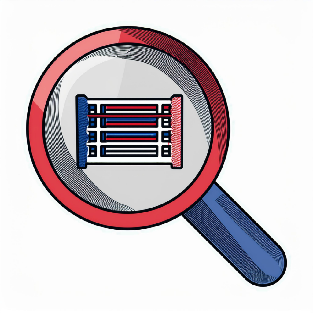 icon of a HVAC System in a magnifying glass use ohio state colors
