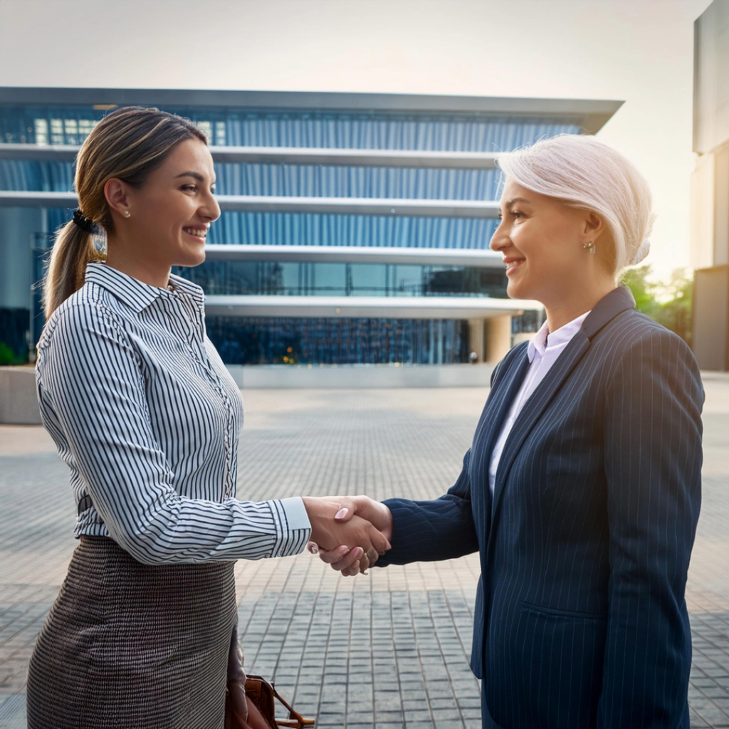 Image of an investor shaking hands with a banker